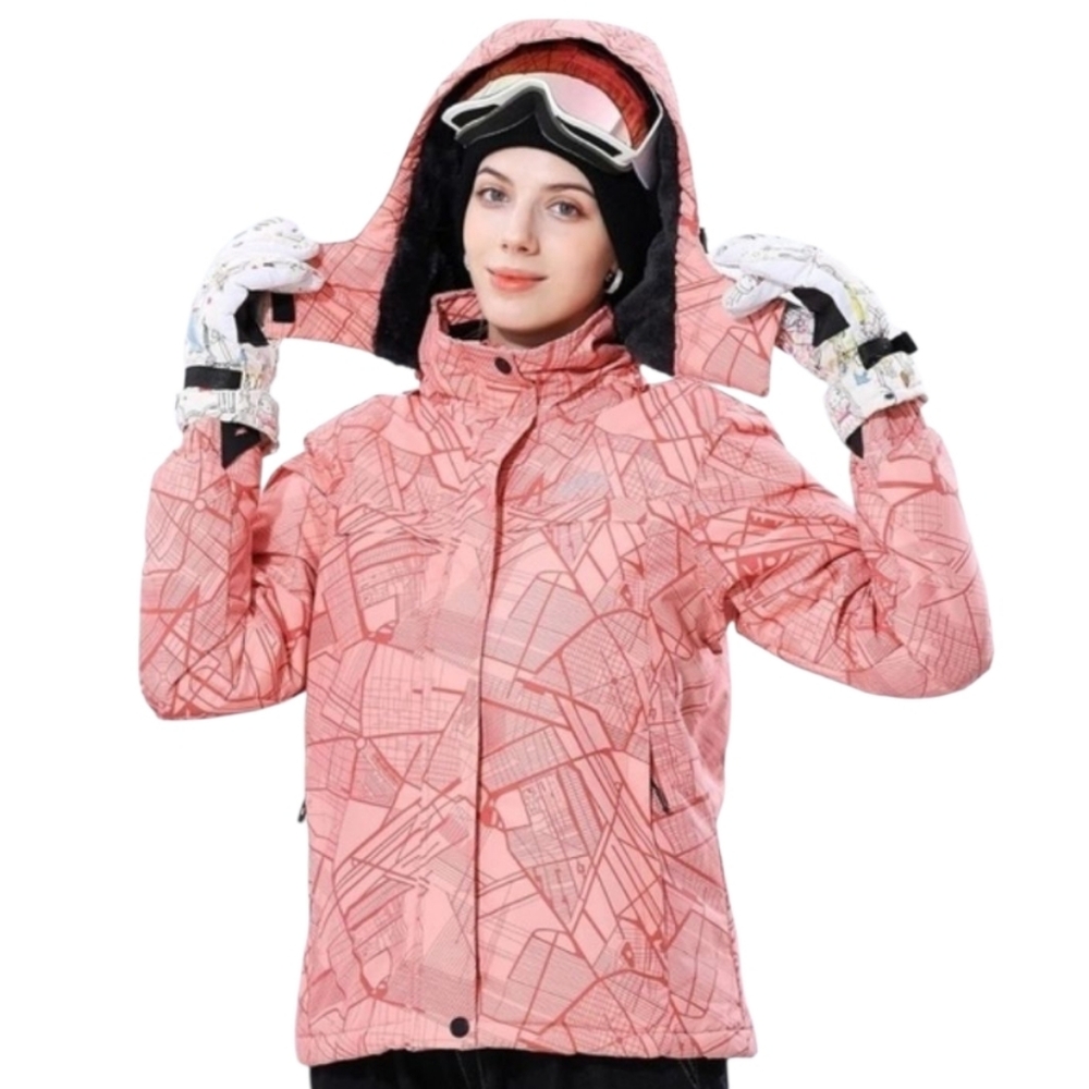 OTU Waterproof Hooded Ski Jacket Pink City XL